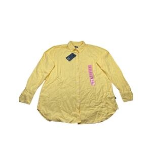 Gap Shirt Women's Small Light Yellow Linen Long Sleeve Button-Up Classic Outdoor